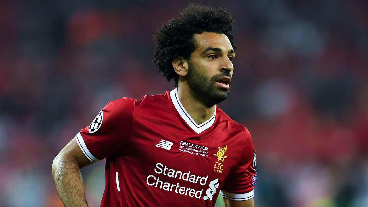 KIEV, UKRAINE - MAY 26: Mohamed Salah of Liverpool looks on during the UEFA Champions League final between Real Madrid and Liverpool on May 26, 2018 in Kiev, Ukraine.