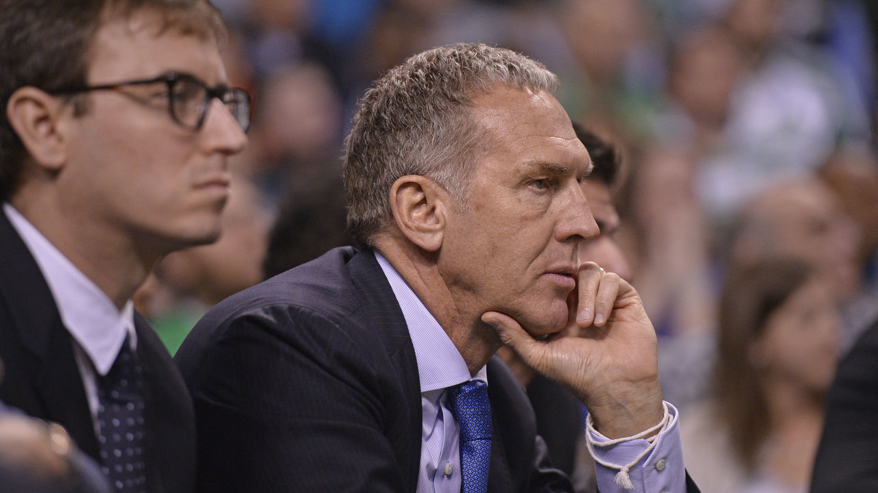 BOSTON, MA - MAY 9: Bryan Colangelo of the Philadelphia 76ers looks on during Game Five of the Eastern Conference Semifinals of the 2018 NBA Playoffs against the Boston Celtics on May 9, 2018 at TD Garden in Boston, Massachusetts. Mandatory Copyright Notice: Copyright 2018 NBAE