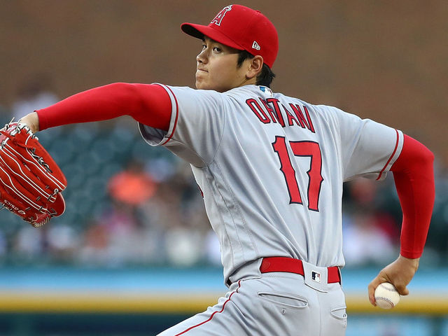 DETROIT, MI - MAY 30: Shohei Ohtani #17 of the Los Angeles Angels throws a third inning pitch while playing the Detroit Tigers at Comerica Park on May 30, 2018 in Detroit, Michigan.