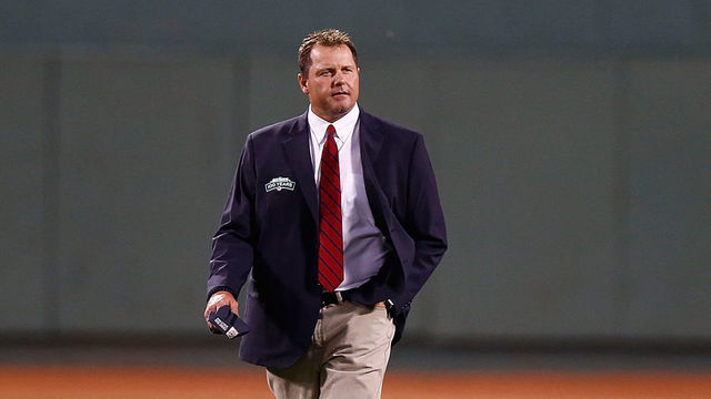BOSTON, MA - SEPTEMBER 26: Former Boston Red Sox player Roger Clemens is honored during a ceremony for the All Fenway Park Team prior to the game against the Tampa Bay Rays on September 26, 2012 at Fenway Park in Boston, Massachusetts.