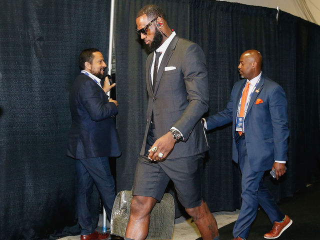 OAKLAND, CA - MAY 31: LeBron James #23 of the Cleveland Cavaliers arrives for Game 1 of the 2018 NBA Finals at ORACLE Arena on May 31, 2018 in Oakland, California.