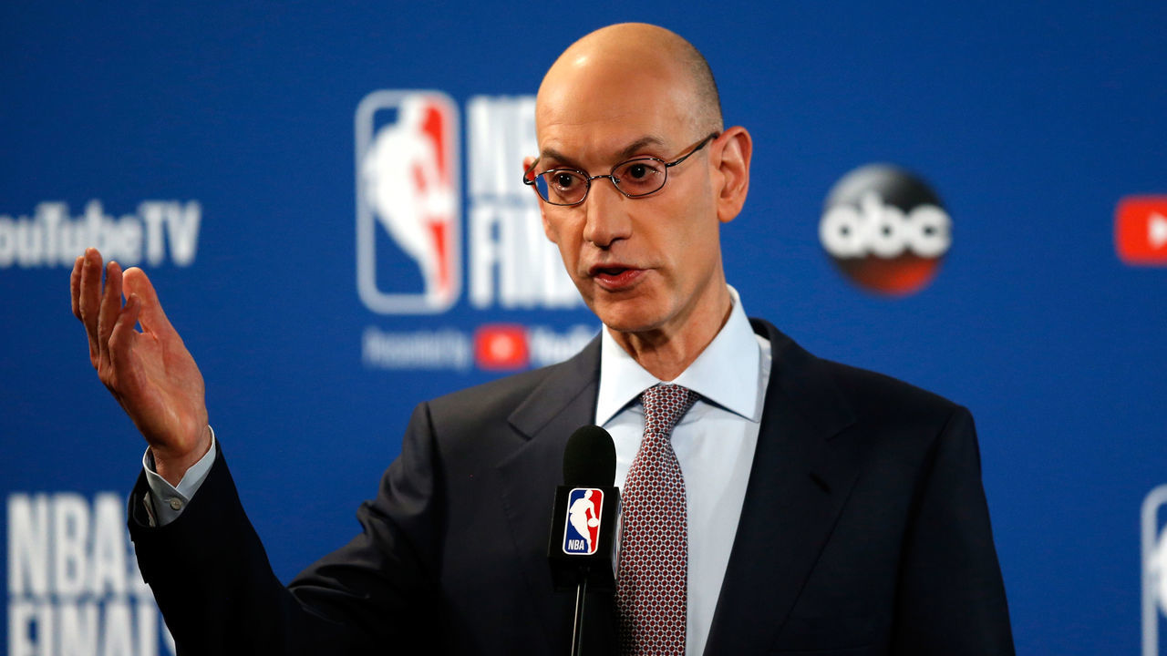 OAKLAND, CA - MAY 31: Commissioner Adam Silver of the NBA addresses the media before Game 1 of the 2018 NBA Finals at ORACLE Arena between the Golden State Warriors and the Cleveland Cavaliers on May 31, 2018 in Oakland, California.
