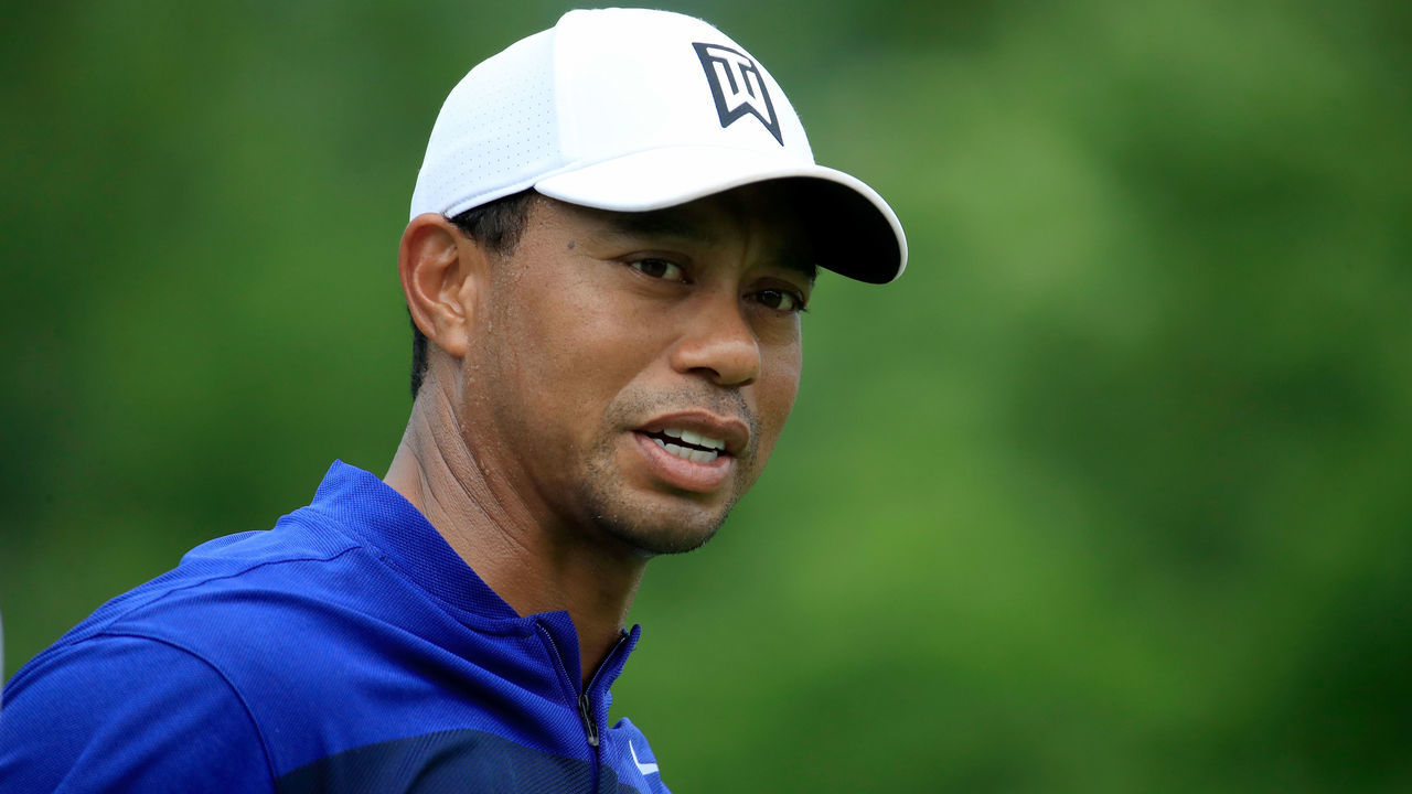 DUBLIN, OH - JUNE 01: Tiger Woods of the United States walks off the tee on the third hole during the second round of The Memorial Tournament Presented by Nationwide at Muirfield Village Golf Club on June 1, 2018 in Dublin, Ohio.