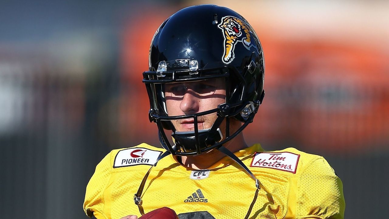 HAMILTON, ON - MAY 28: Johnny Manziel #2 of the Hamilton Tiger-Cats takes part in a preseason practice session at Ron Joyce Stadium on May 28, 2018 in Hamilton, Canada.