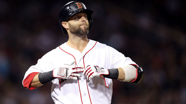 BOSTON, MA - MAY 29: Dustin Pedroia #15 of the Boston Red Sox looks on during the seventh inning against the Toronto Blue Jays at Fenway Park on May 29, 2018 in Boston, Massachusetts.