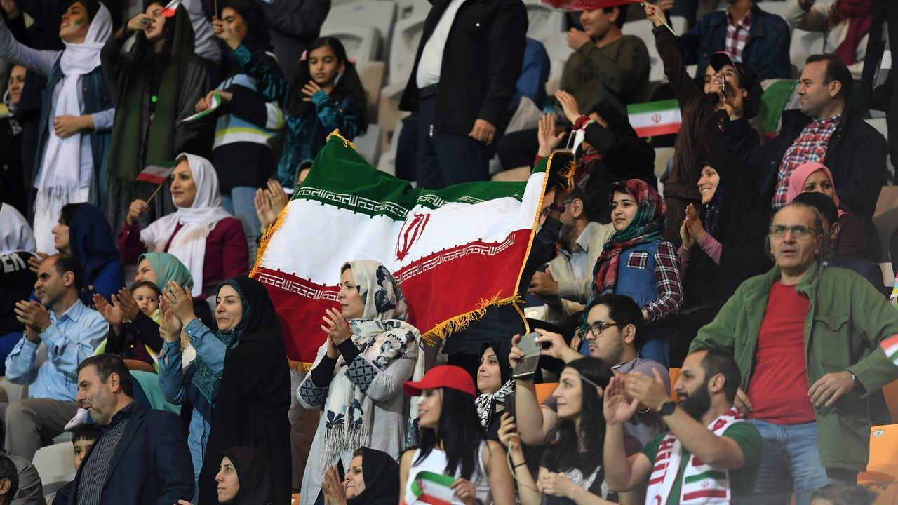 Iran's supporters cheer for their team during the International friendly football match between Turkey and Iran at Basaksehir Fatih Terim stadium in Istanbul on May 28, 2018.