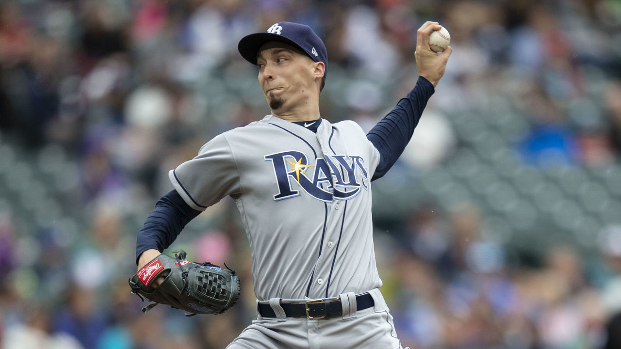 SEATTLE, WA - JUNE 3: Starter Blake Snell #4 of the Tampa Bay Rays dleivers a pitch during the first inning of a game at Safeco Field on June 3, 2018 in Seattle, Washington.