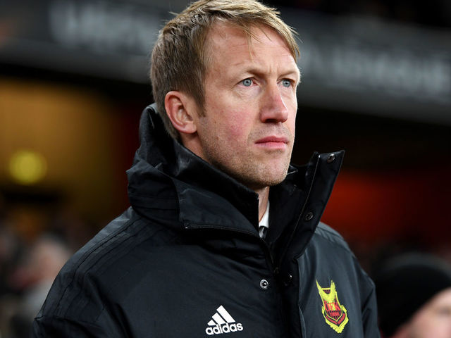 LONDON, ENGLAND - FEBRUARY 22: Graham Potter, head coach of Ostersunds FK looks on during UEFA Europa League Round of 32 match between Arsenal and Ostersunds FK at the Emirates Stadium on February 22, 2018 in London, United Kingdom.