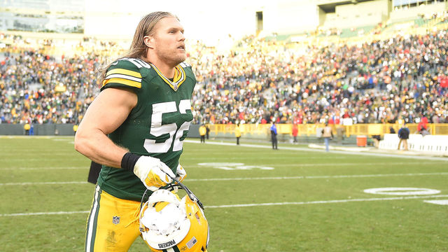GREEN BAY, WI - DECEMBER 03: Clay Matthews #52 of the Green Bay Packers leaves the field following a game against the Tampa Bay Buccaneers at Lambeau Field on December 3, 2017 in Green Bay, Wisconsin. Green Bay defeated Tampa Bay 26-20 in overtime.
