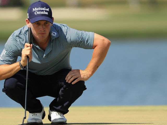 ORLANDO, FL - MARCH 18: Bud Cauley lines up a putt on the sixth hole during the final round at the Arnold Palmer Invitational Presented By MasterCard at Bay Hill Club and Lodge on March 18, 2018 in Orlando, Florida.