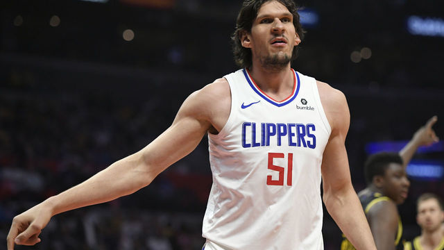 LOS ANGELES, CA - APRIL 11: Boban Marjanovic #51 of the LA Clippers during a break in the action at Staples Center on April 11, 2018 in Los Angeles, California. *** Local Caption *** Boban Marjanovic