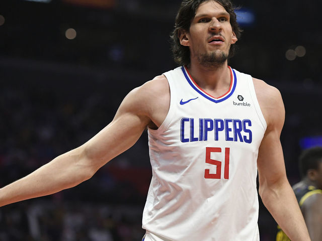 LOS ANGELES, CA - APRIL 11: Boban Marjanovic #51 of the LA Clippers during a break in the action at Staples Center on April 11, 2018 in Los Angeles, California. *** Local Caption *** Boban Marjanovic