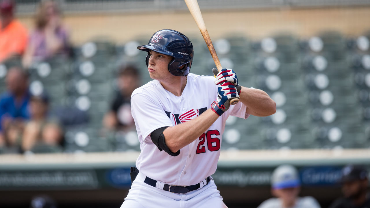 MINNEAPOLIS, MN- AUGUST 27: Triston Casas #26 of the USA Baseball 18U National Team bats against Iowa Western CC on August 27, 2017 at Target Field in Minneapolis, Minnesota.