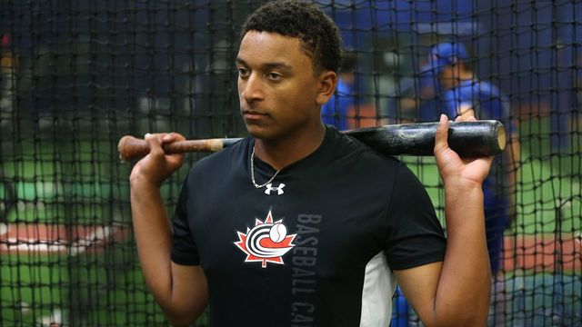 MISSISSAUGA, ON- JULY 26 - At 17, Mississauga's Noah Naylor has worn out opposing pitchers (and a few pitching machines) on the road to what he hopes will be a career in the major leagues: There's always room to improve. (Steve Russell/Toronto Star via Getty Images)