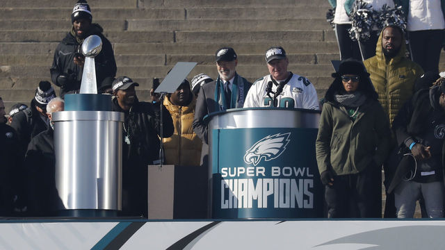 PHILADELPHIA, PA - FEBRUARY 08: Philadelphia Mayor Jim Kenney speaks at a ceremony honoring the Philadelphia Eagles Super Bowl win on February 8, 2018 in Philadelphia, Pennsylvania.