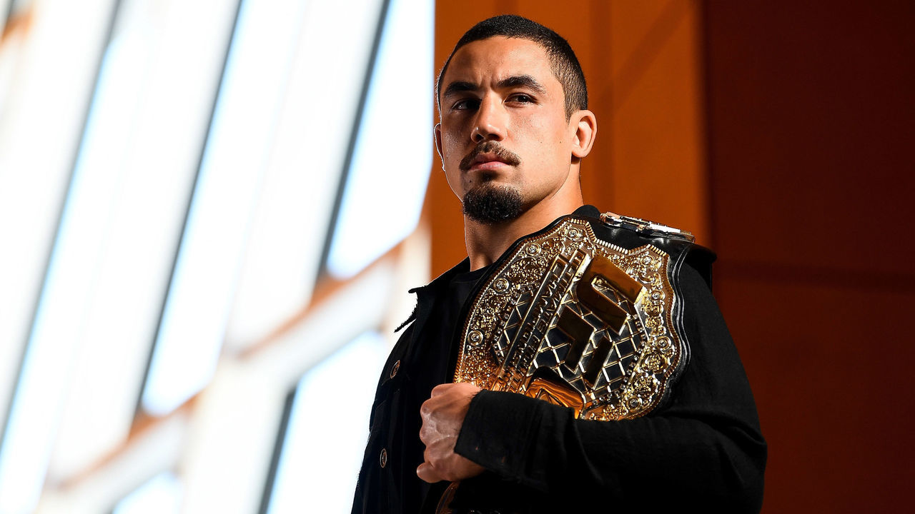 PERTH, AUSTRALIA - OCTOBER 31: Robert Whittaker poses for a photo in Perth Arena after the press conference during a UFC 221 media opportunity on October 31, 2017 in Perth, Australia.