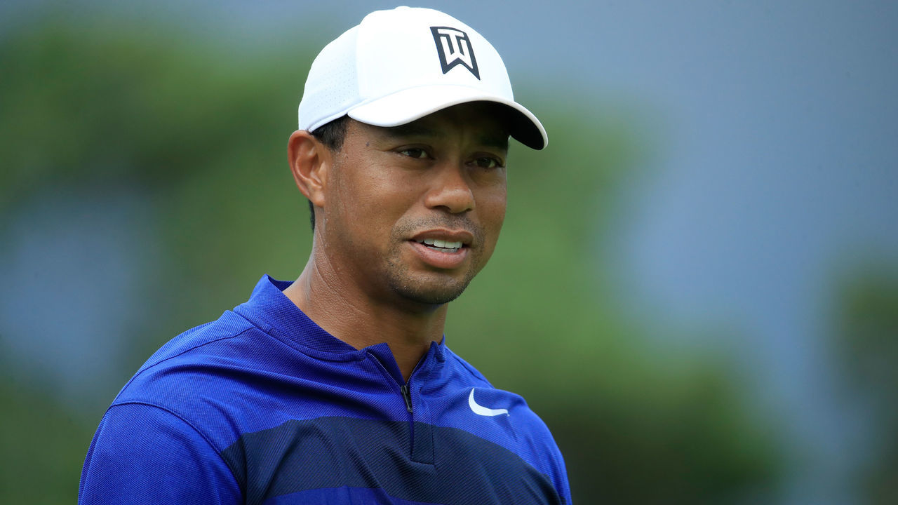 DUBLIN, OH - JUNE 01: Tiger Woods of the United States walks off the tee on the third hole during the second round of The Memorial Tournament Presented by Nationwide at Muirfield Village Golf Club on June 1, 2018 in Dublin, Ohio.
