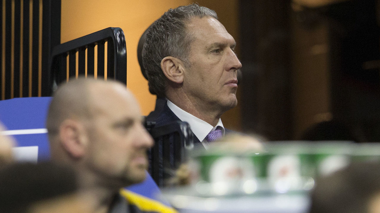 PHILADELPHIA, PA - JANUARY 24: General Manager Bryan Colangelo of the Philadelphia 76ers watches the game in the first quarter against the Chicago Bulls at the Wells Fargo Center on January 24, 2018 in Philadelphia, Pennsylvania. The 76ers defeated the Bulls 115-101.
