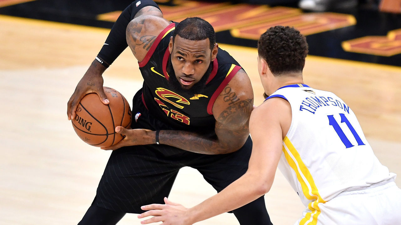 CLEVELAND, OH - JUNE 06: LeBron James #23 of the Cleveland Cavaliers is defended by Klay Thompson #11 of the Golden State Warriors in the first quarter during Game Three of the 2018 NBA Finals at Quicken Loans Arena on June 6, 2018 in Cleveland, Ohio.