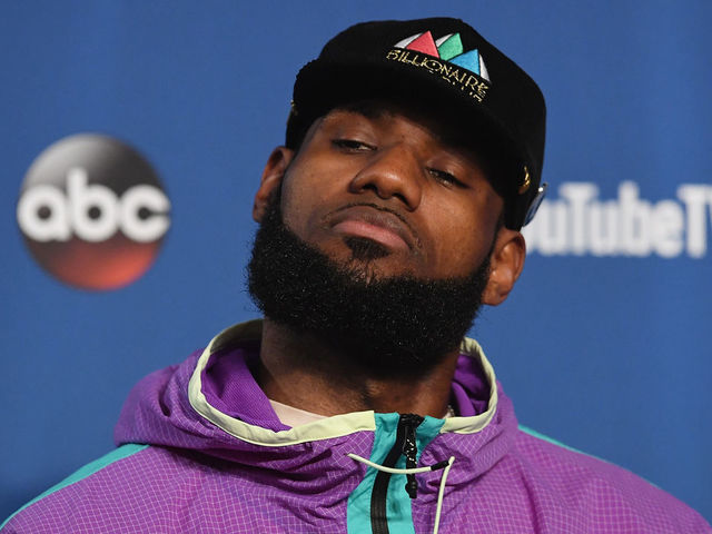 CLEVELAND, OH - JUNE 06: LeBron James #23 of the Cleveland Cavaliers speaks to the media after being defeated by the Golden State Warriors during Game Three of the 2018 NBA Finals at Quicken Loans Arena on June 6, 2018 in Cleveland, Ohio. The Warriors defeated the Cavaliers 110-102.