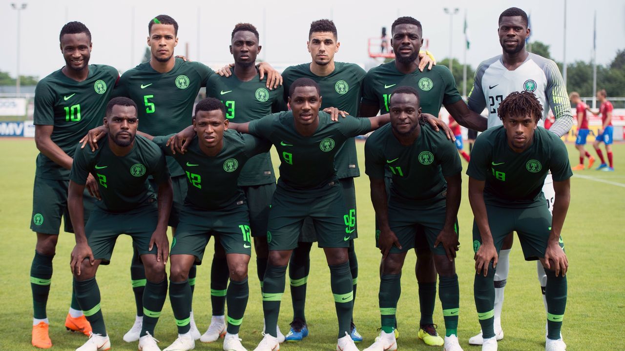 Nigeria's players pose for the team photo prior to the international friendly football match between Nigeria and Czech Republic in Rannersdorf, Austria on June 6, 2018.