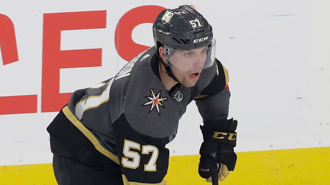 LAS VEGAS, NV - MAY 30: David Perron #57 of the Vegas Golden Knights skates against the Washington Capitals in Game Two of the 2018 NHL Stanley Cup Final at T-Mobile Arena on May 30, 2018 in Las Vegas, Nevada.