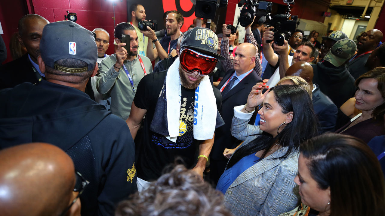 CLEVELAND, OH - JUNE 08: Stephen Curry #30 of the Golden State Warriors celebrates after defeating the Cleveland Cavaliers during Game Four of the 2018 NBA Finals at Quicken Loans Arena on June 8, 2018 in Cleveland, Ohio. The Warriors defeated the Cavaliers 108-85 to win the 2018 NBA Finals.