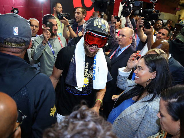 CLEVELAND, OH - JUNE 08: Stephen Curry #30 of the Golden State Warriors celebrates after defeating the Cleveland Cavaliers during Game Four of the 2018 NBA Finals at Quicken Loans Arena on June 8, 2018 in Cleveland, Ohio. The Warriors defeated the Cavaliers 108-85 to win the 2018 NBA Finals.