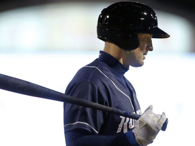 PORTLAND, ME - APRIL 13: Former Denver Broncos quarterback Tim Tebow steps up to the plate as an outfielder for the Binghamton Rumble Ponies on Friday at Hadlock Field. (Staff photo by Ben McCanna/Portland Press Herald via Getty Images).