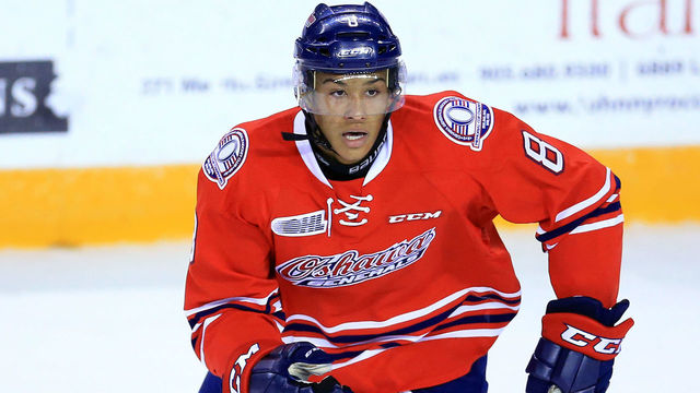 ST CATHARINES, ON - OCTOBER 15: Serron Noel #8 of the Oshawa Generals skates during an OHL game against the Niagara IceDogs at the Meridian Centre on October 15, 2016 in St Catharines, Canada.