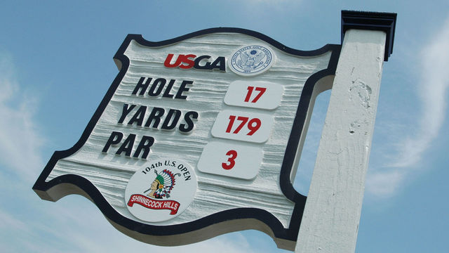 The 17th hole tee marker at Shinnecock Hills, site of the 2004 U. S. Open, during second-round play June 18, 2004. Scenic Golf *** Local Caption ***
