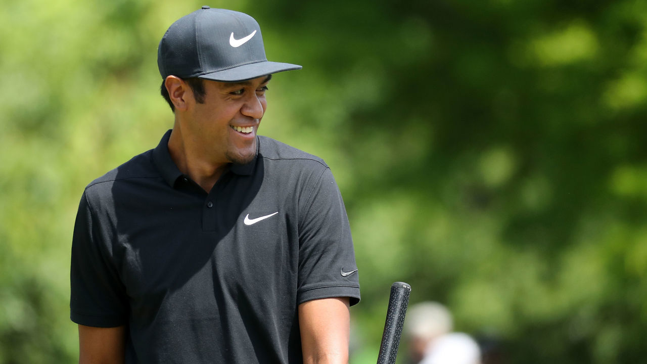 AVONDALE, LA - APRIL 28: Tony Finau walks from the second tee during the third round of the Zurich Classic at TPC Louisiana on April 28, 2018 in Avondale, Louisiana.