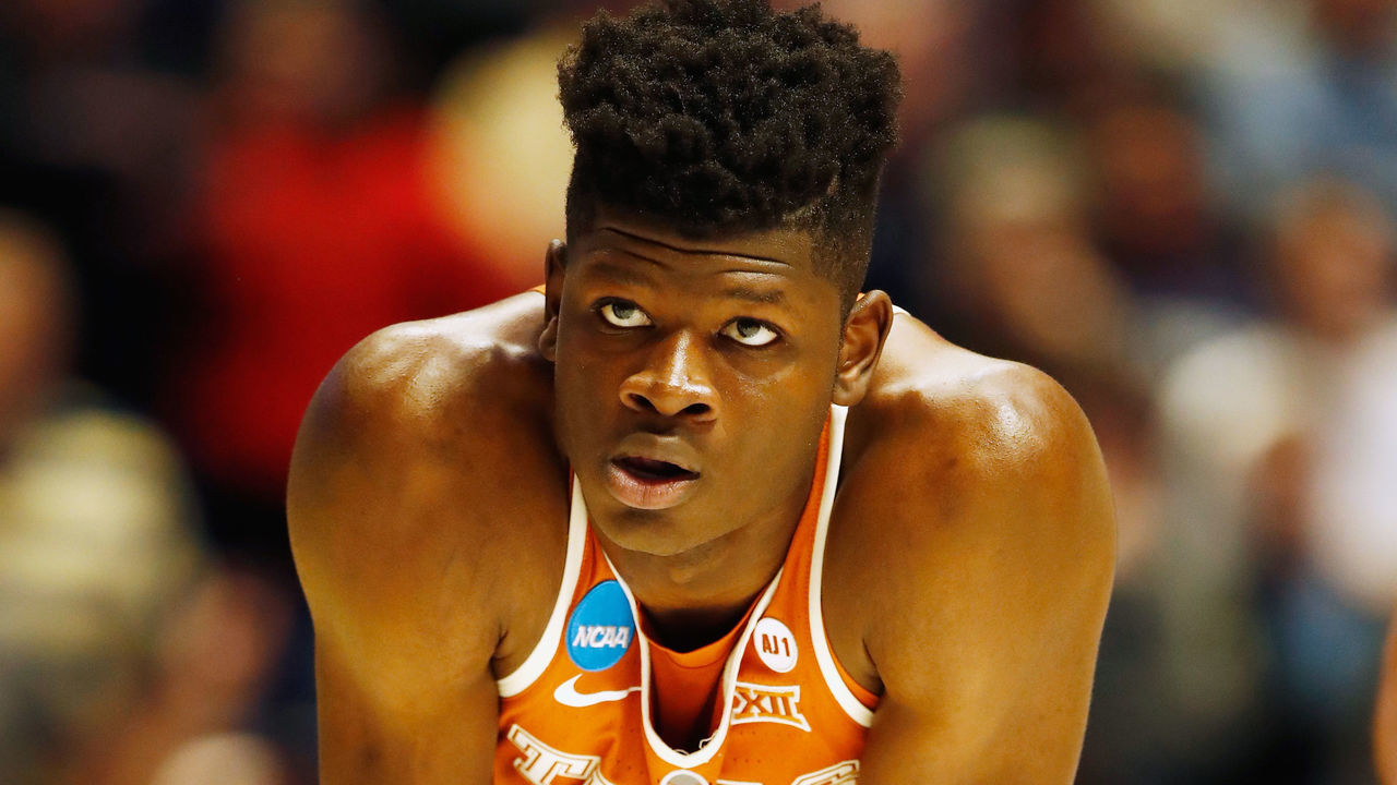 NASHVILLE, TN - MARCH 16: Mohamed Bamba #4 of the Texas Longhorns looks on against the Nevada Wolf Pack during the game in the first round of the 2018 NCAA Men's Basketball Tournament at Bridgestone Arena on March 16, 2018 in Nashville, Tennessee.