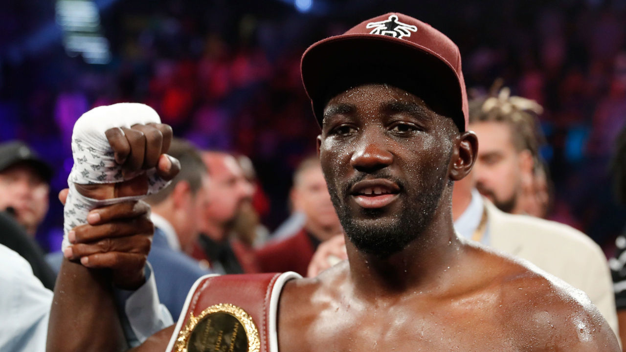 LAS VEGAS, NV - JUNE 09: Terence Crawford celebrates his ninth-round TKO victory over Jeff Horn in their WBO welterweight title fight at MGM Grand Garden Arena on June 9, 2018 in Las Vegas, Nevada.