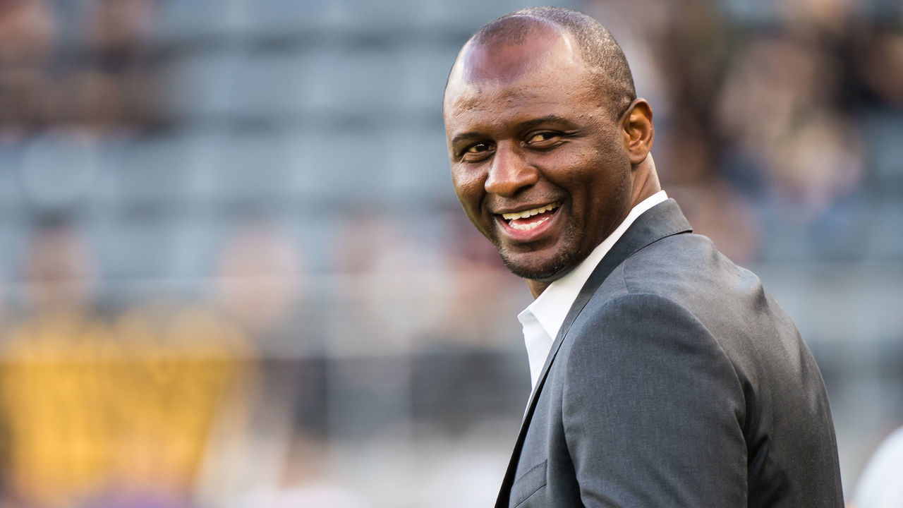 LOS ANGELES, CA - MAY 13: New York City FC head coach Patrick Viera prior to Los Angeles FC's MLS match against New York City FC at the Banc of California Stadium on May 13, 2018 in Los Angeles, California. The match ended in a 2-2 tie