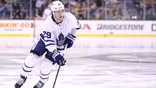 BOSTON, MA - APRIL 12: William Nylander #29 of the Toronto Maple Leafs skates against the Boston Bruins during the second period of Game One of the Eastern Conference First Round during the 2018 NHL Stanley Cup Playoffs at TD Garden on April 12, 2018 in Boston, Massachusetts.