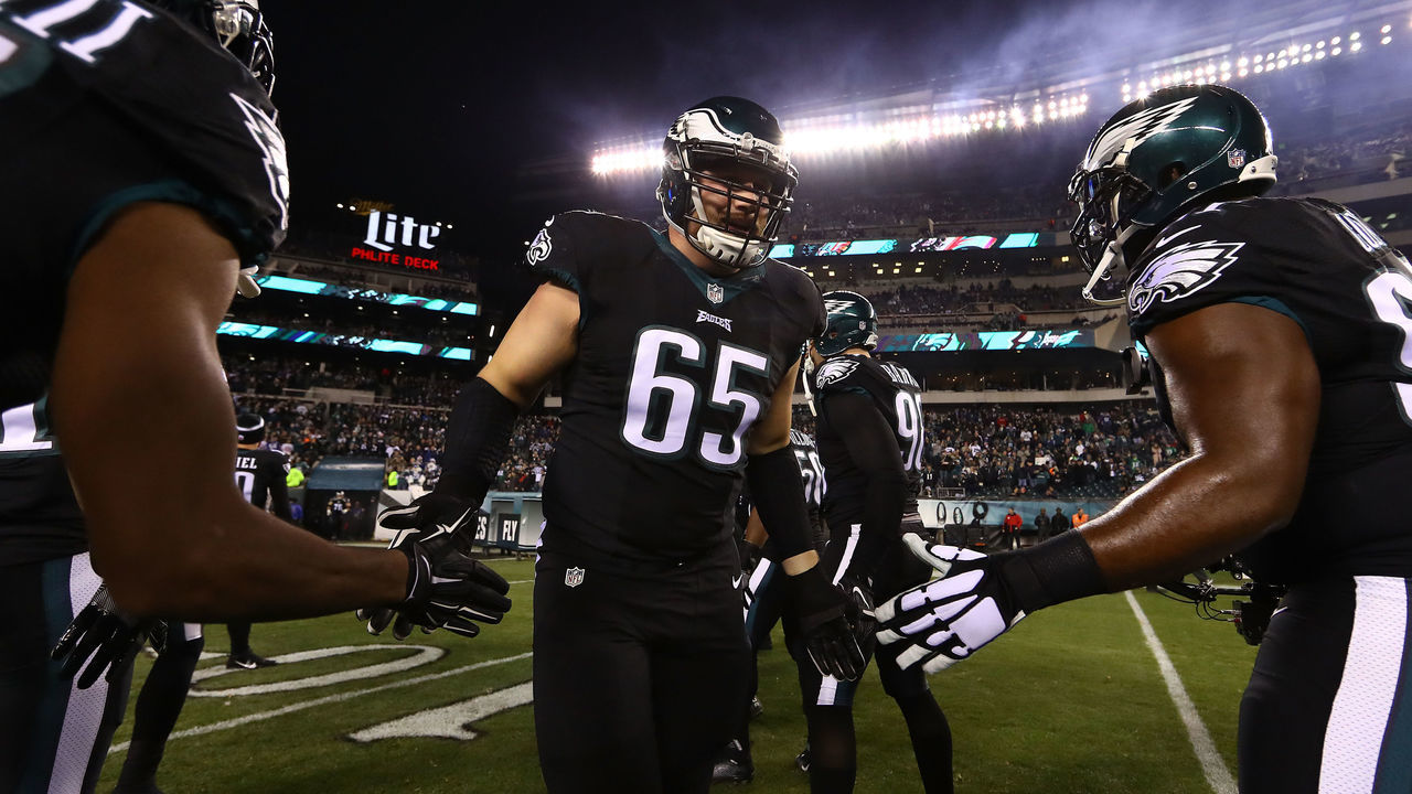 PHILADELPHIA, PA - DECEMBER 22: Lane Johnson #65 of the Philadelphia Eagles enters the field before the game against the New York Giants at Lincoln Financial Field on December 22, 2016 in Philadelphia, Pennsylvania.