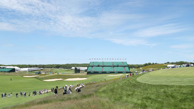 SOUTHAMPTON, NY - JUNE 11: Brooks Koepka of the United States walks to the ninth green during practice rounds prior to the 2018 U.S. Open at Shinnecock Hills Golf Club on June 11, 2018 in Southampton, New York.