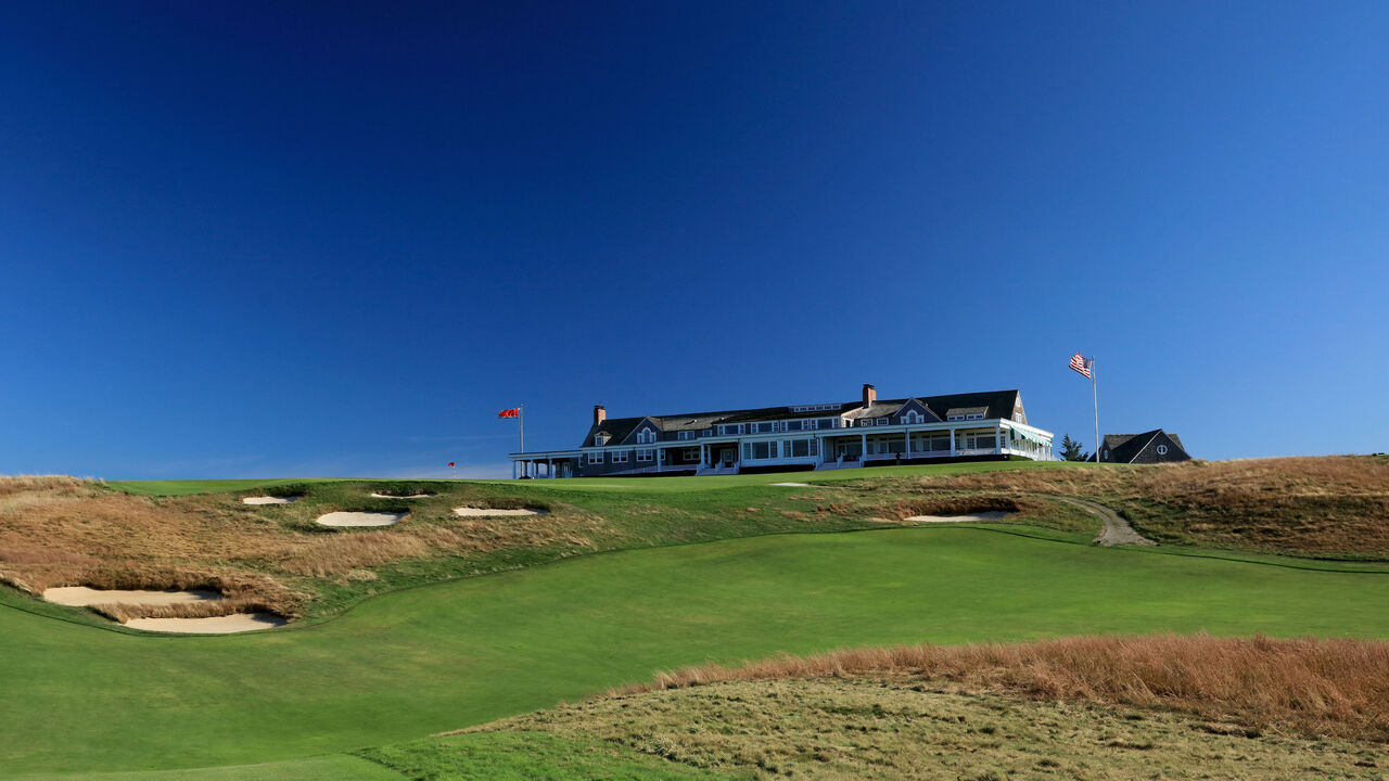 SOUTHAMPTON, NY - OCTOBER 04: EDITORS NOTE: Polarising filter used on the camera in this image: A view of the green on the 485 yards par 4, ninth hole 'Ben Nevis' at Shinnecock Hills Golf Club the host venue for the 2018 US Open Championship on October 4, 2017 in Southampton, New York.