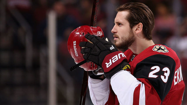 GLENDALE, AZ - JANUARY 04: Oliver Ekman-Larsson #23 of the Arizona Coyotes on the ice before the NHL game against the Nashville Predators at Gila River Arena on January 4, 2018 in Glendale, Arizona.