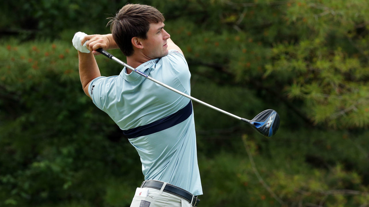 IVANHOE, IL - JUNE 9: Ollie Schneiderjans hits his tee shot on the 13th hole during the first round of the Web.com Tour Rust-Oleum Championship at the Ivanhoe Club on June 9, 2016 in Ivanhoe, Illinois.