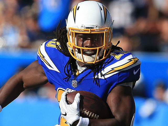 CARSON, CA - DECEMBER 03: Melvin Gordon #28 of the Los Angeles Chargers runs the ball down field during the first quarter of the game against the Cleveland Browns at StubHub Center on December 3, 2017 in Carson, California.