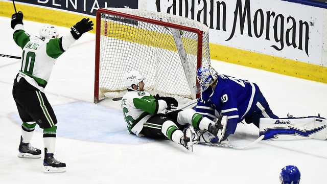 TORONTO, ON - JUNE 12: Justin Dowling #10 celebrates a goal by Curtis Mckenzie #16 against Garret Sparks #40 of the Toronto Marlies during game 6 of the AHL Calder Cup Final on June 12, 2018 at Ricoh Coliseum in Toronto, Ontario, Canada.