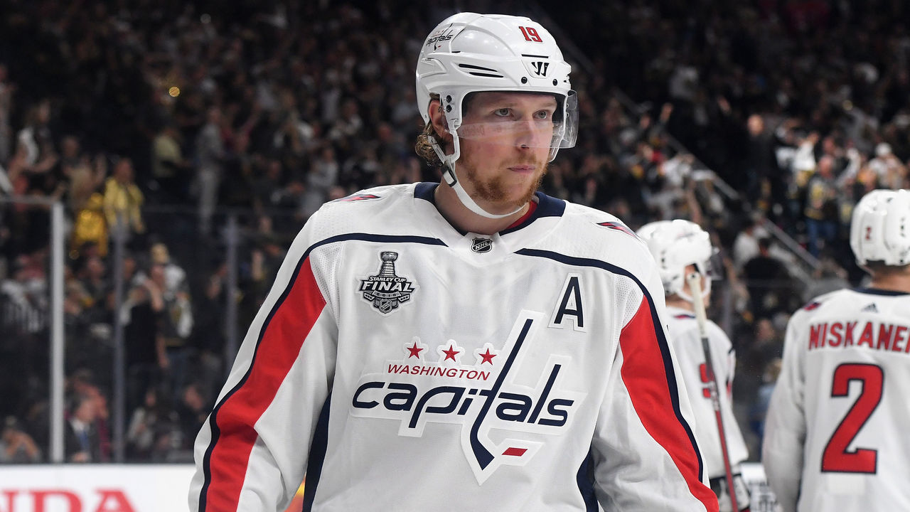 LAS VEGAS, NV - MAY 28: Nicklas Backstrom #19 of the Washington Capitals looks on against the Vegas Golden Knights in Game One of the 2018 NHL Stanley Cup Final at T-Mobile Arena on May 28, 2018 in Las Vegas, Nevada.