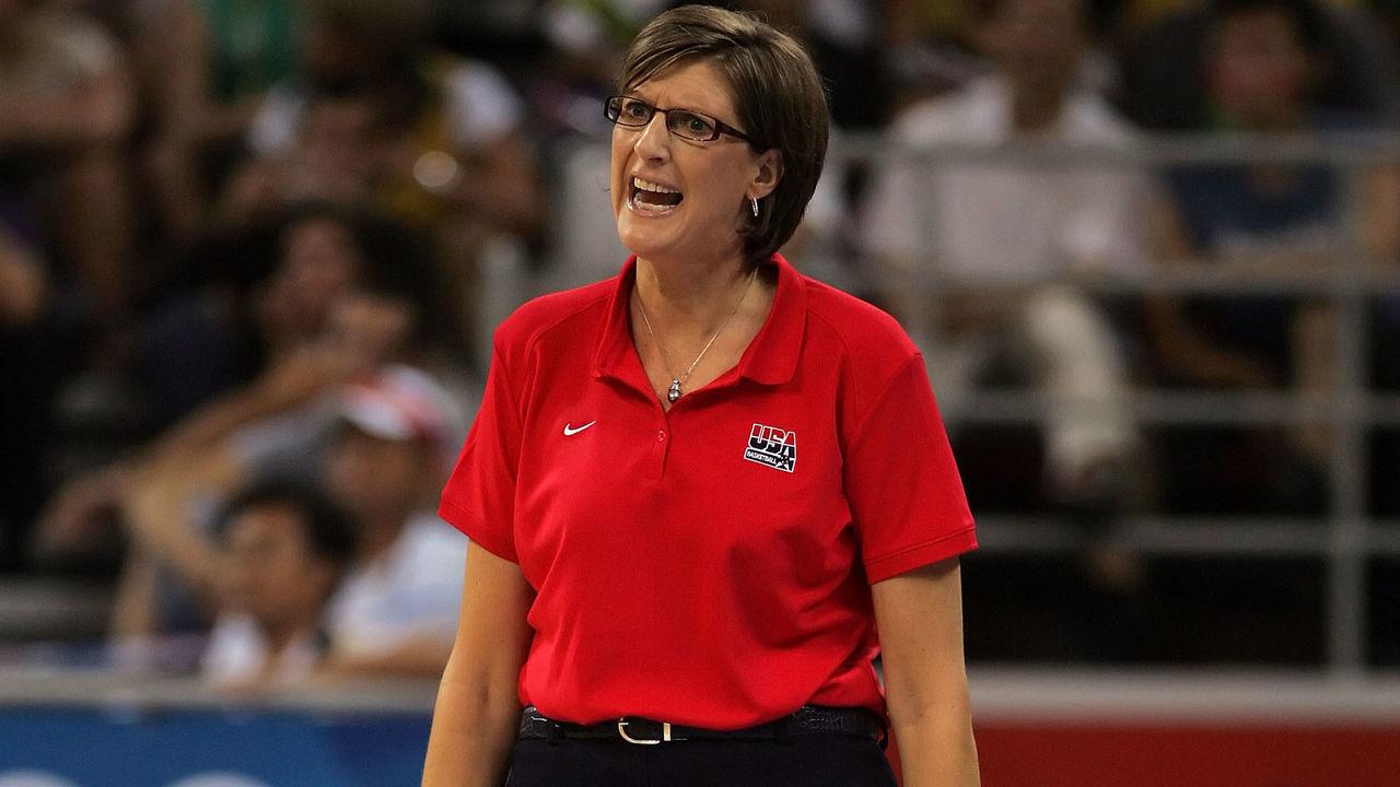 BEIJING - AUGUST 23: Head coach Anne Donovan of the United States calls out while taking on Australia during the women's basketball gold medal game at the Beijing Olympic Basketball Gymnasium on Day 15 of the Beijing 2008 Olympic Games on August 23, 2008 in Beijing, China.