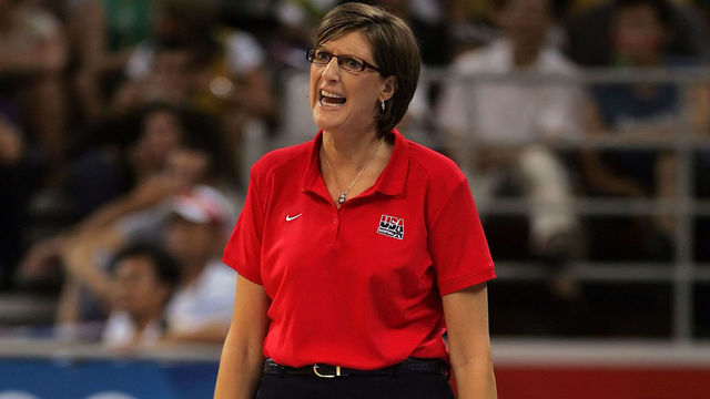 BEIJING - AUGUST 23: Head coach Anne Donovan of the United States calls out while taking on Australia during the women's basketball gold medal game at the Beijing Olympic Basketball Gymnasium on Day 15 of the Beijing 2008 Olympic Games on August 23, 2008 in Beijing, China.