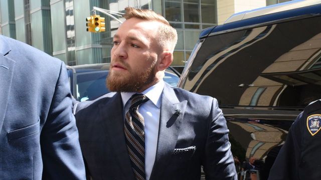 Mixed martial arts fighter Conor McGregor arrives at Brooklyn Supreme court in New York on June 14, 2018, for his hearing stemming from his April attack on a bus at Barclays Center.
