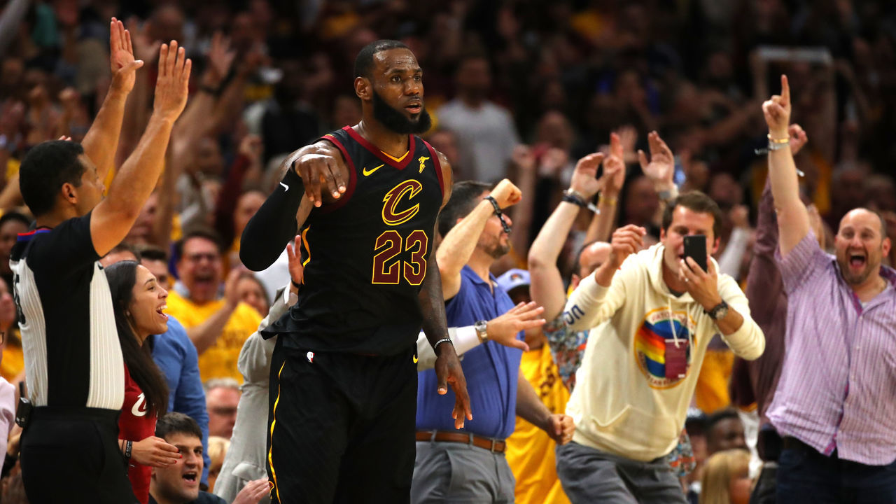 CLEVELAND, OH - MAY 21: Fans react after LeBron James #23 of the Cleveland Cavaliers makes a basket late in the game against the Boston Celtics during Game Four of the 2018 NBA Eastern Conference Finals at Quicken Loans Arena on May 21, 2018 in Cleveland, Ohio.