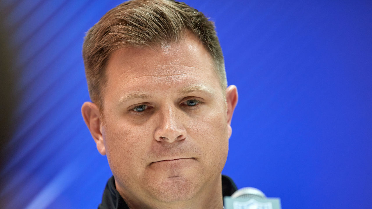 INDIANAPOLIS, IN - FEBRUARY 28: Green Bay Packers general manager Brian Gutekunst, answers questions from the media during the NFL Scouting Combine on February 28, 2018 at Lucas Oil Stadium in Indianapolis, IN.