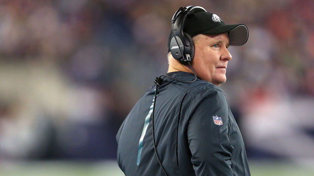 FOXBORO, MA - DECEMBER 06: Head coach Chip Kelly of the Philadelphia Eagles looks on during the game between the New England Patriots and the Philadelphia Eagles at Gillette Stadium on December 6, 2015 in Foxboro, Massachusetts.